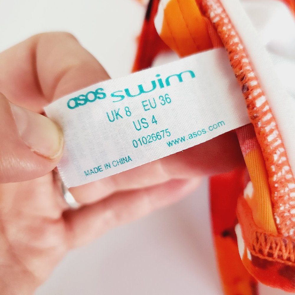 ASOS SWIM Retro Orange Halter Bikini Top - Picture 5 of 5
